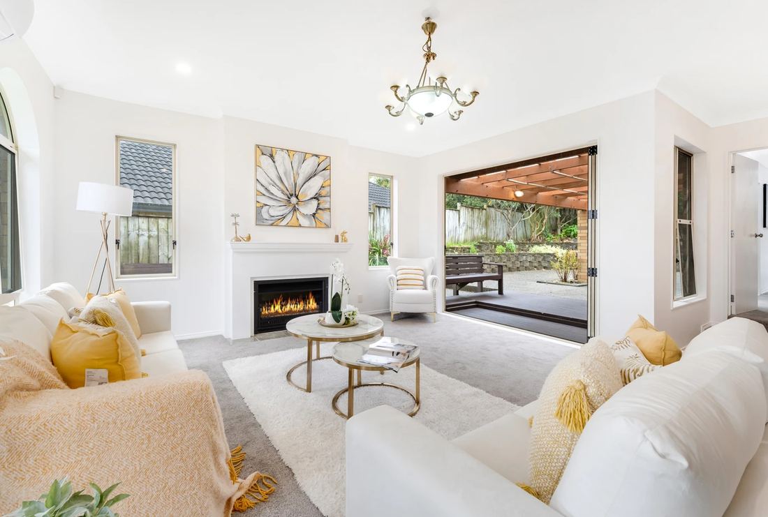 132 John Brooke Crescent, living room with fireplace